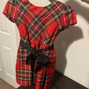 Red polo dress with black bow